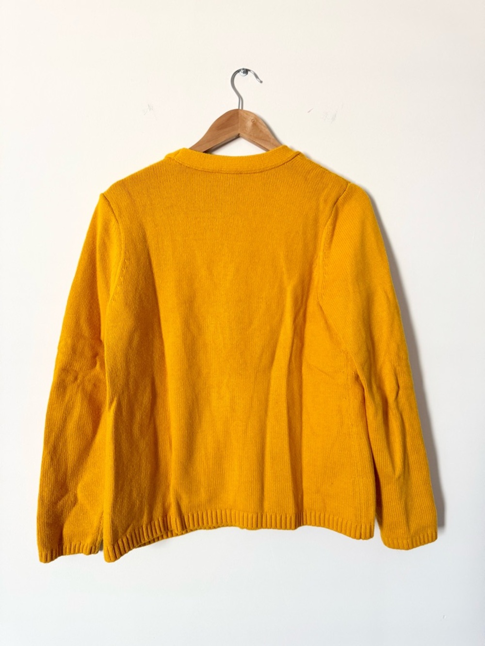 Talbots Mustard Cardigan Button Front Pockets Size L - Picture 6 of 8